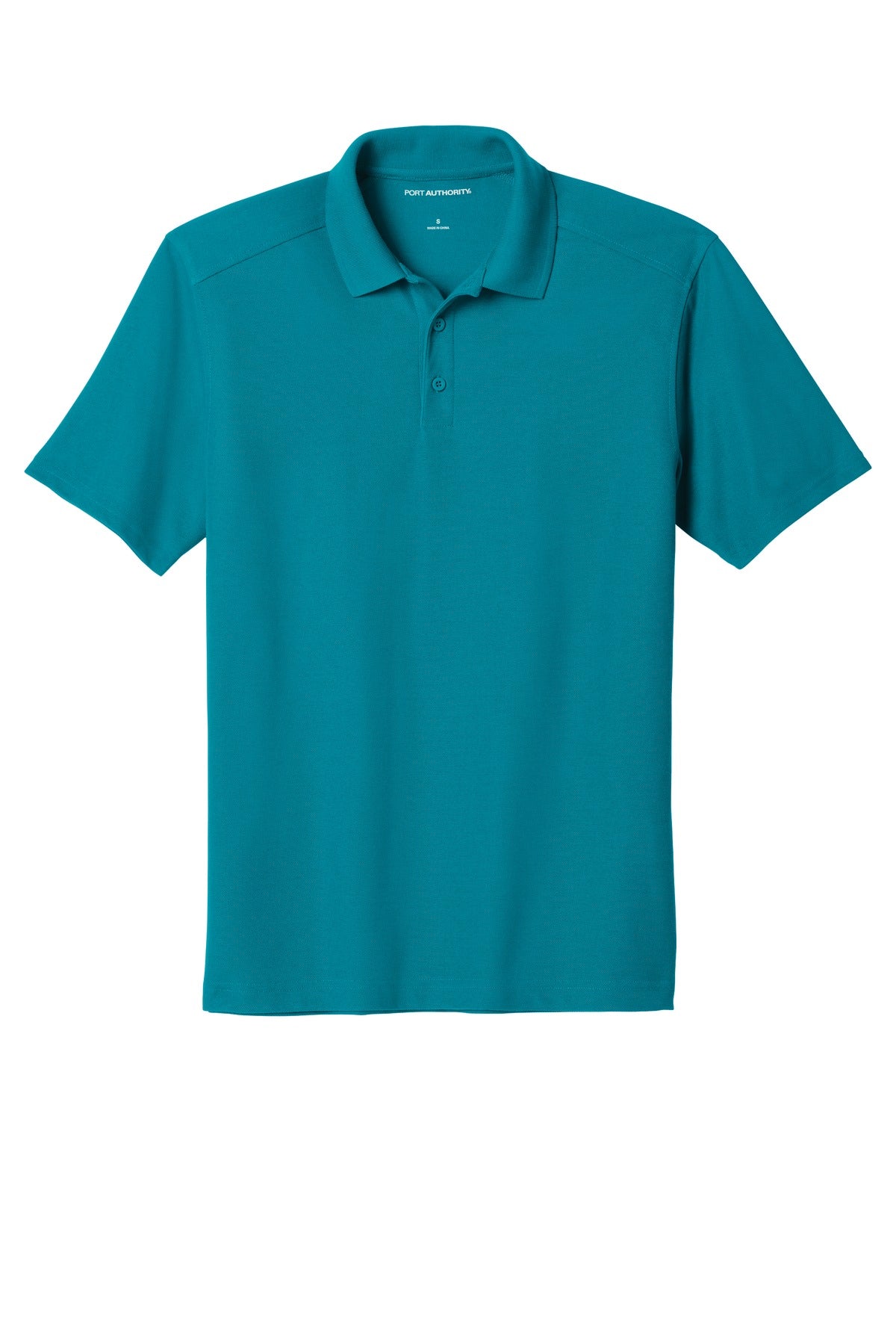Front View of Teal Port Authority EZPerformance Pique Polo. K600