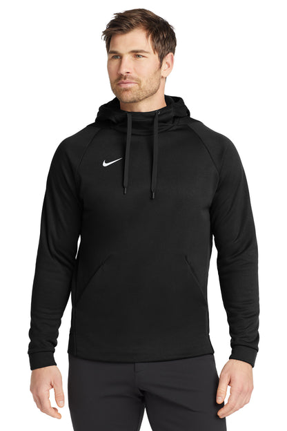 Front View of Team Black Nike Therma-FIT Pullover Fleece Hoodie CN9473