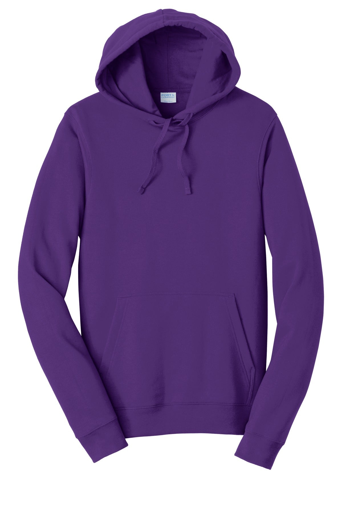 Front View of Team Purple Port & Company Fan Favorite Fleece Pullover Hooded Sweatshirt. PC850H