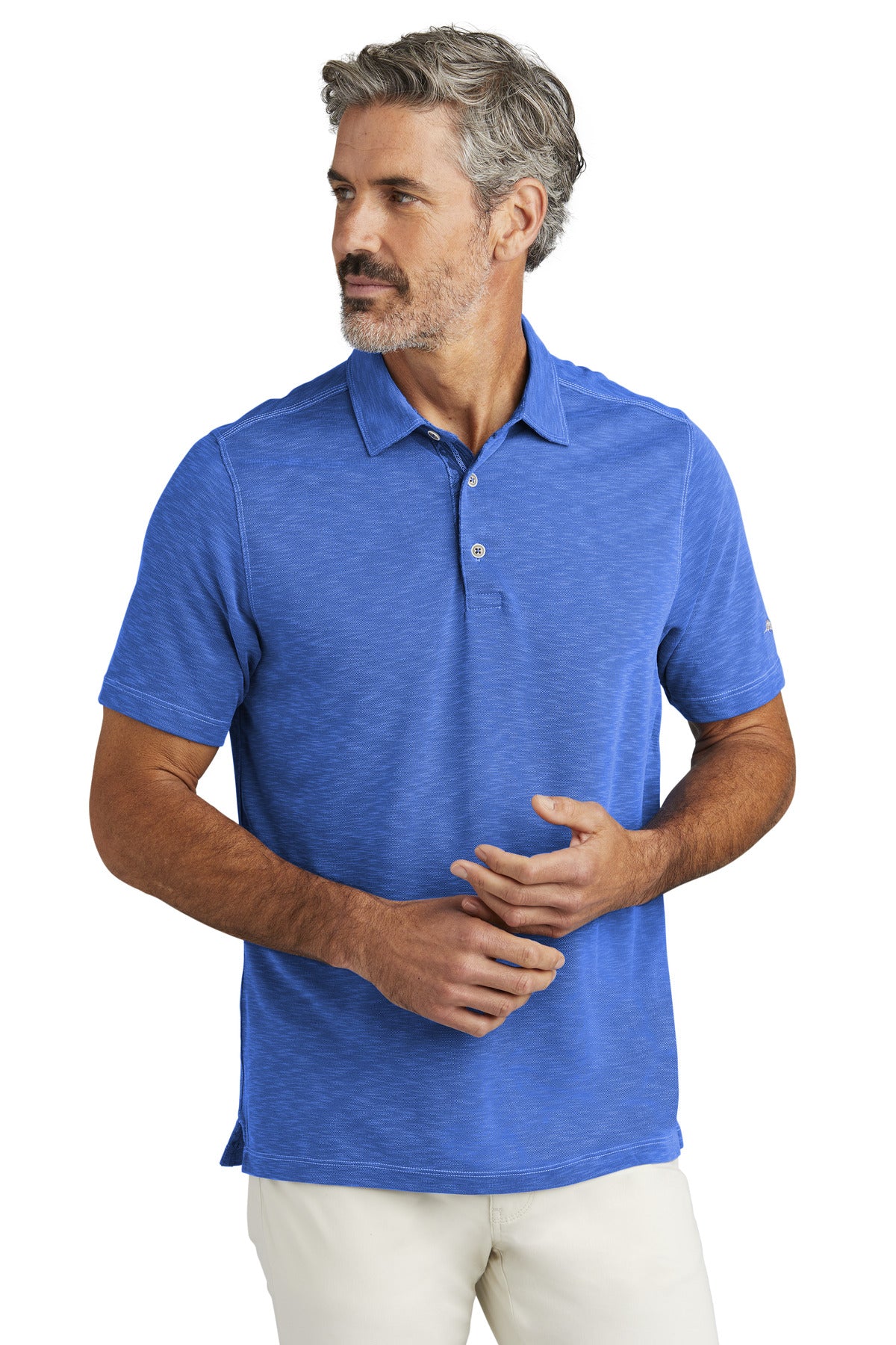 Front View of TeamBlue LIMITED EDITION Tommy Bahama Palmetto Paradise Polo ST224065TB