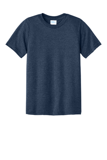 Front View of TeamNavyHt Port & Company Youth CVC Tee PC340Y