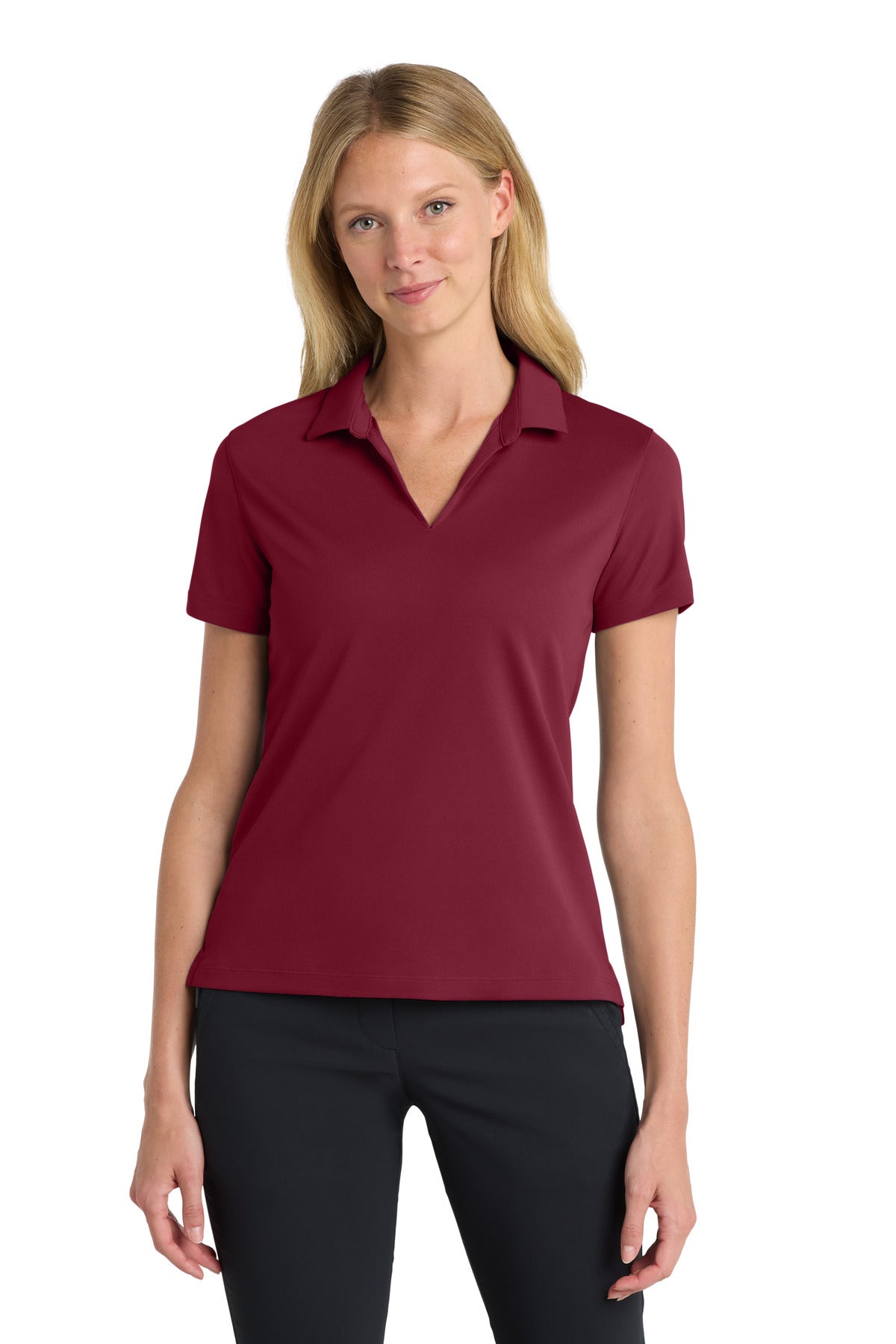 Front View of TeamRed Nike Women's Dri-FIT Micro Pique 2.0 Polo NKDC1991