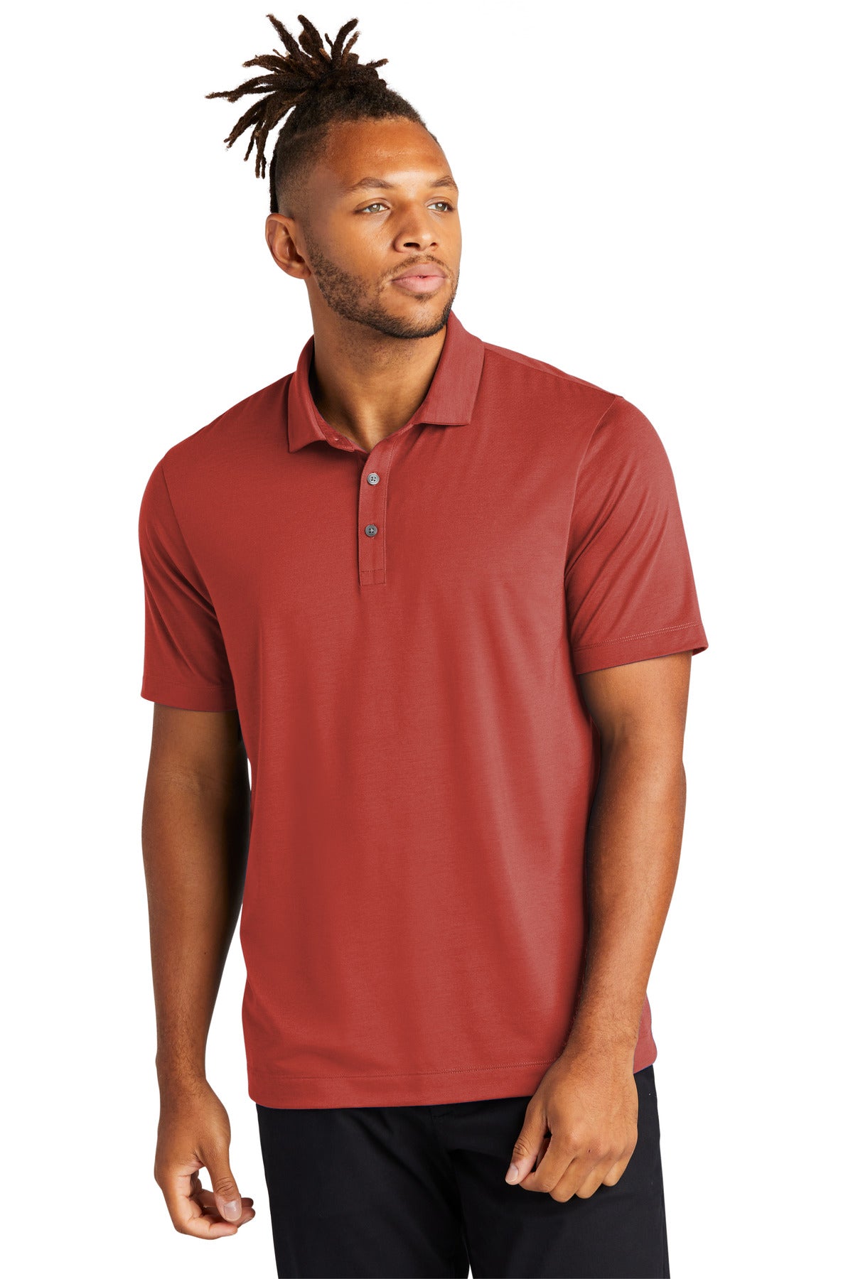 Front View of Terracotta Mercer+Mettle Stretch Jersey Polo MM1014