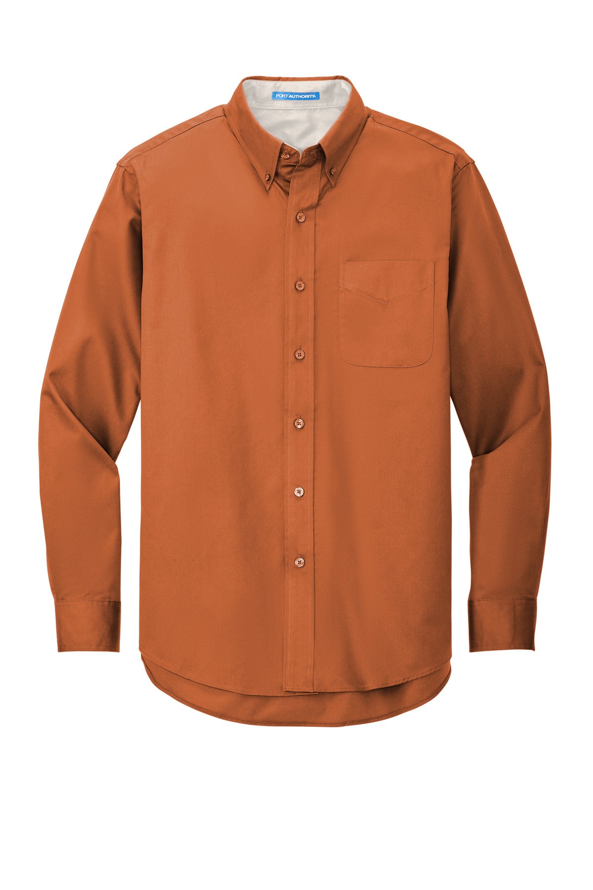 Front View of Texas Orange Port Authority Extended Size Long Sleeve Easy Care Shirt S608ES