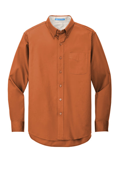 Front View of Texas Orange Port Authority Extended Size Long Sleeve Easy Care Shirt S608ES