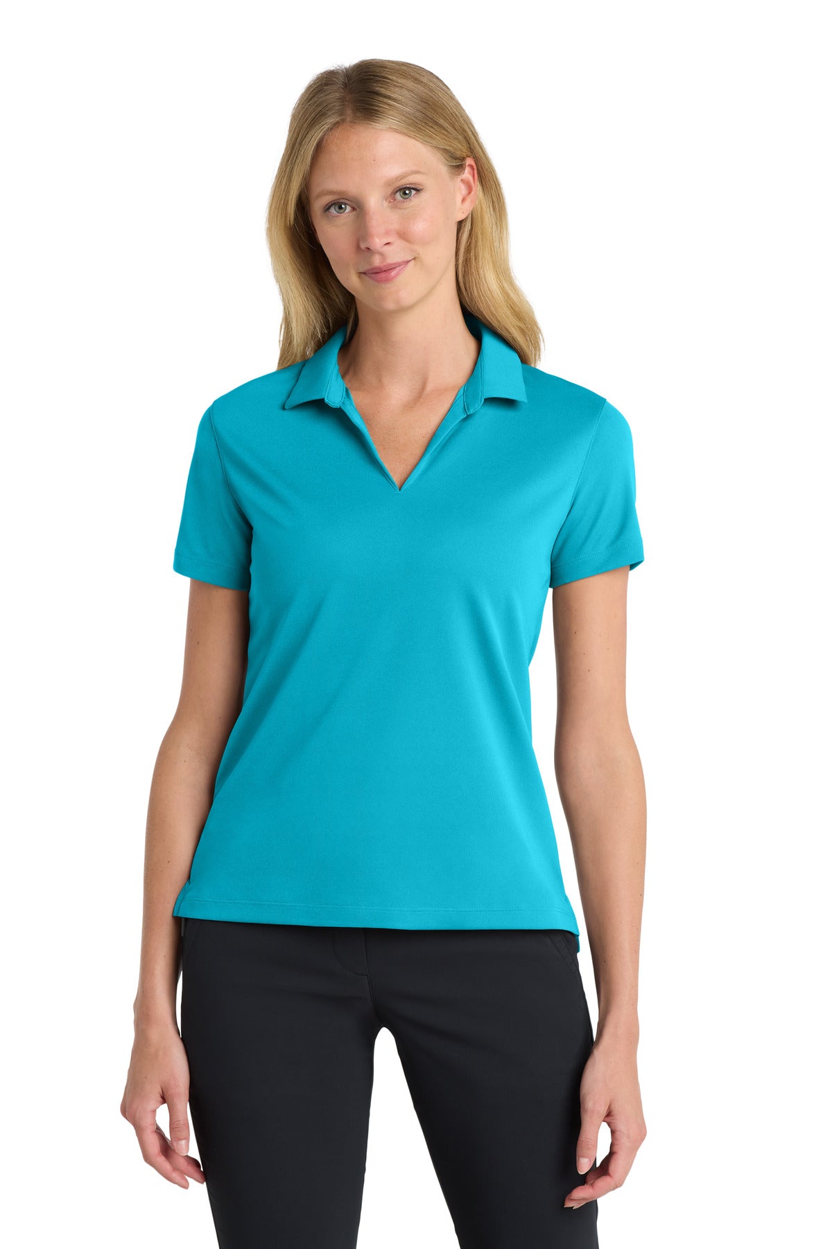 Front View of TidalBlue Nike Women's Dri-FIT Micro Pique 2.0 Polo NKDC1991