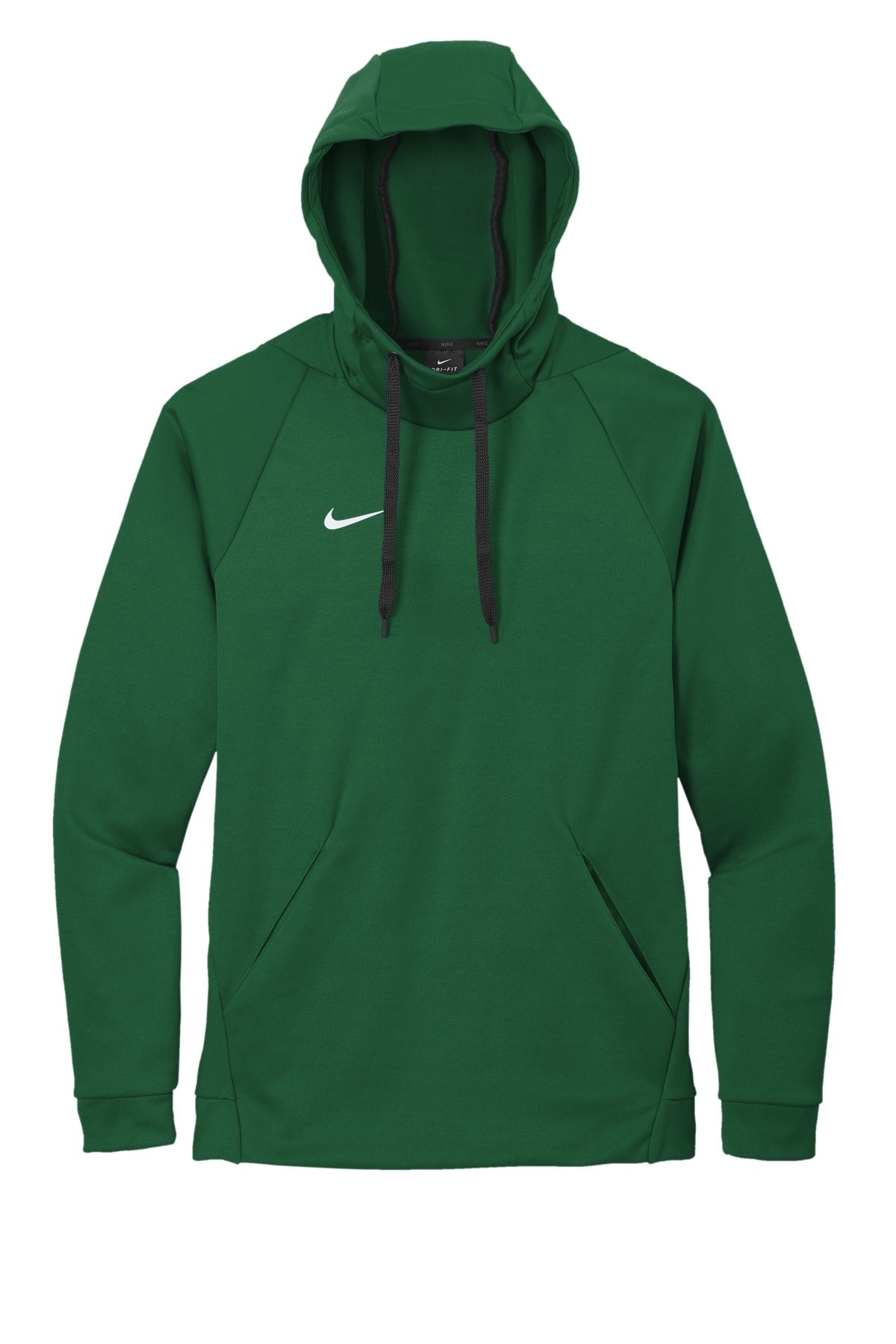 Front View of Tm Dark Green Nike Therma-FIT Pullover Fleece Hoodie CN9473