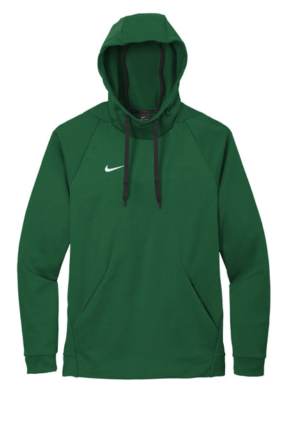 Front View of Tm Dark Green Nike Therma-FIT Pullover Fleece Hoodie CN9473