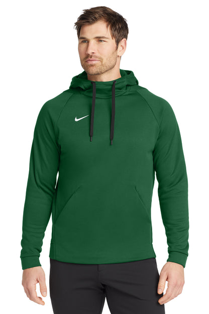 Front View of Tm Dark Green Nike Therma-FIT Pullover Fleece Hoodie CN9473