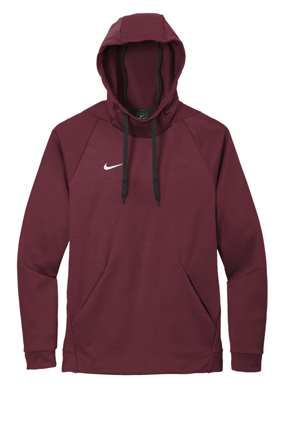 Front View of Tm Dark Maroon Nike Therma-FIT Pullover Fleece Hoodie CN9473