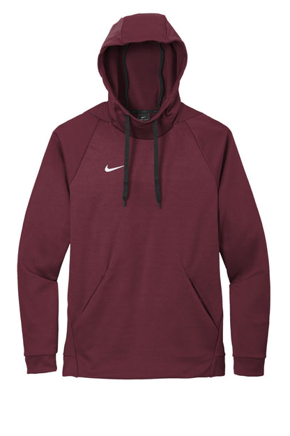 Front View of Tm Dark Maroon Nike Therma-FIT Pullover Fleece Hoodie CN9473