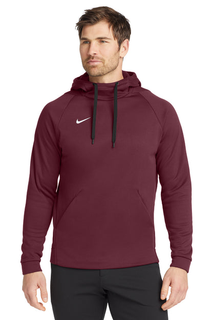 Front View of Tm Dark Maroon Nike Therma-FIT Pullover Fleece Hoodie CN9473