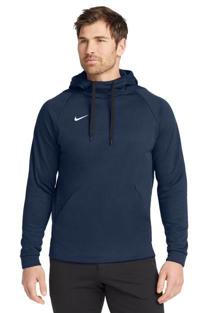 Front View of Tm Navy Nike Therma-FIT Pullover Fleece Hoodie CN9473