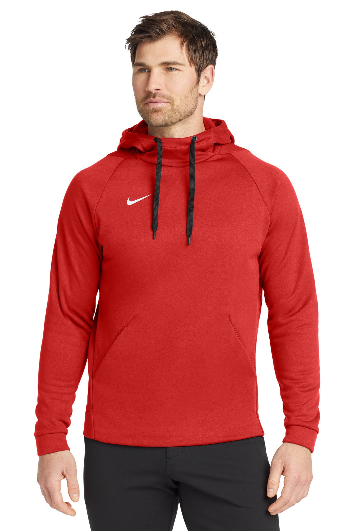 Front View of Tm Scarlet Nike Therma-FIT Pullover Fleece Hoodie CN9473