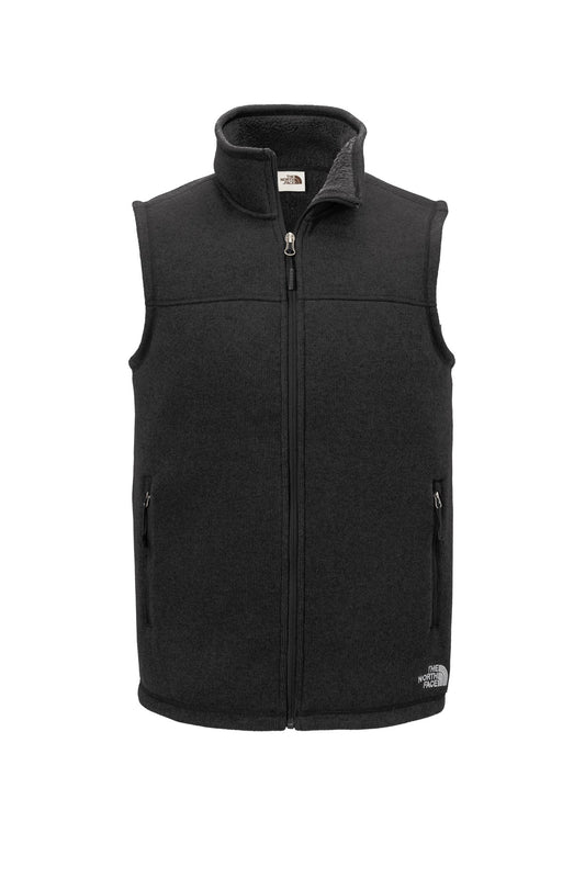 Front View of TNF Black Hthr The North Face Sweater Fleece Vest NF0A47FA