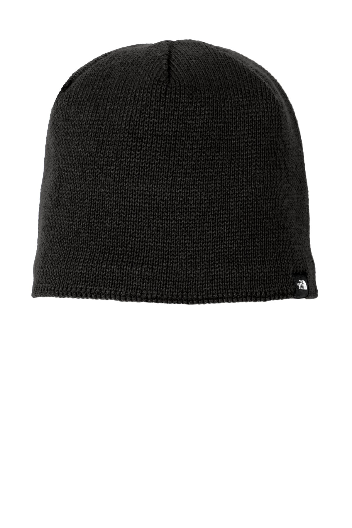 Front View of TNF Black The North Face Mountain Beanie. NF0A4VUB