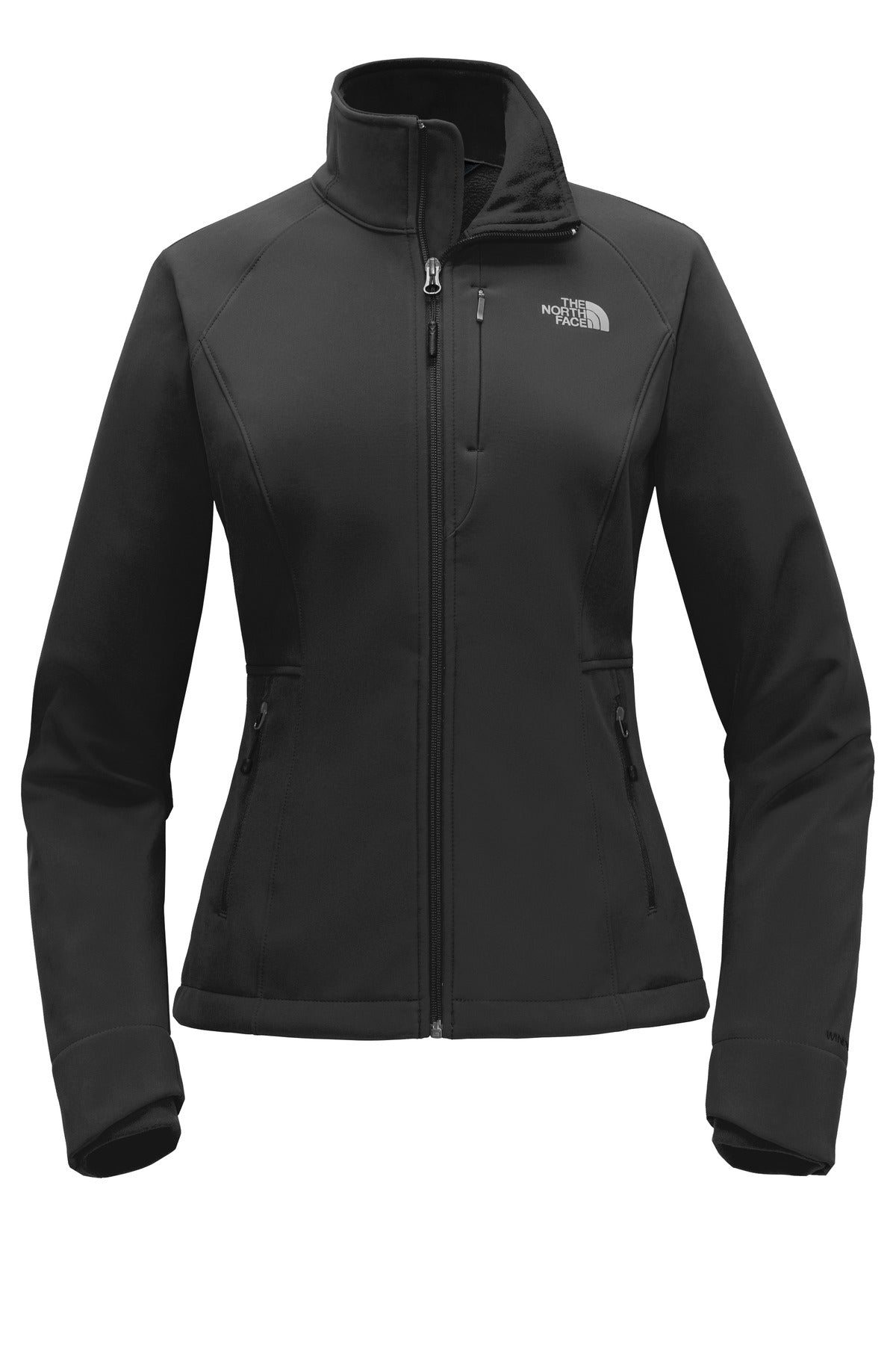 Front View of TNF Black The North Face Women's Apex Barrier Soft Shell Jacket. NF0A3LGU