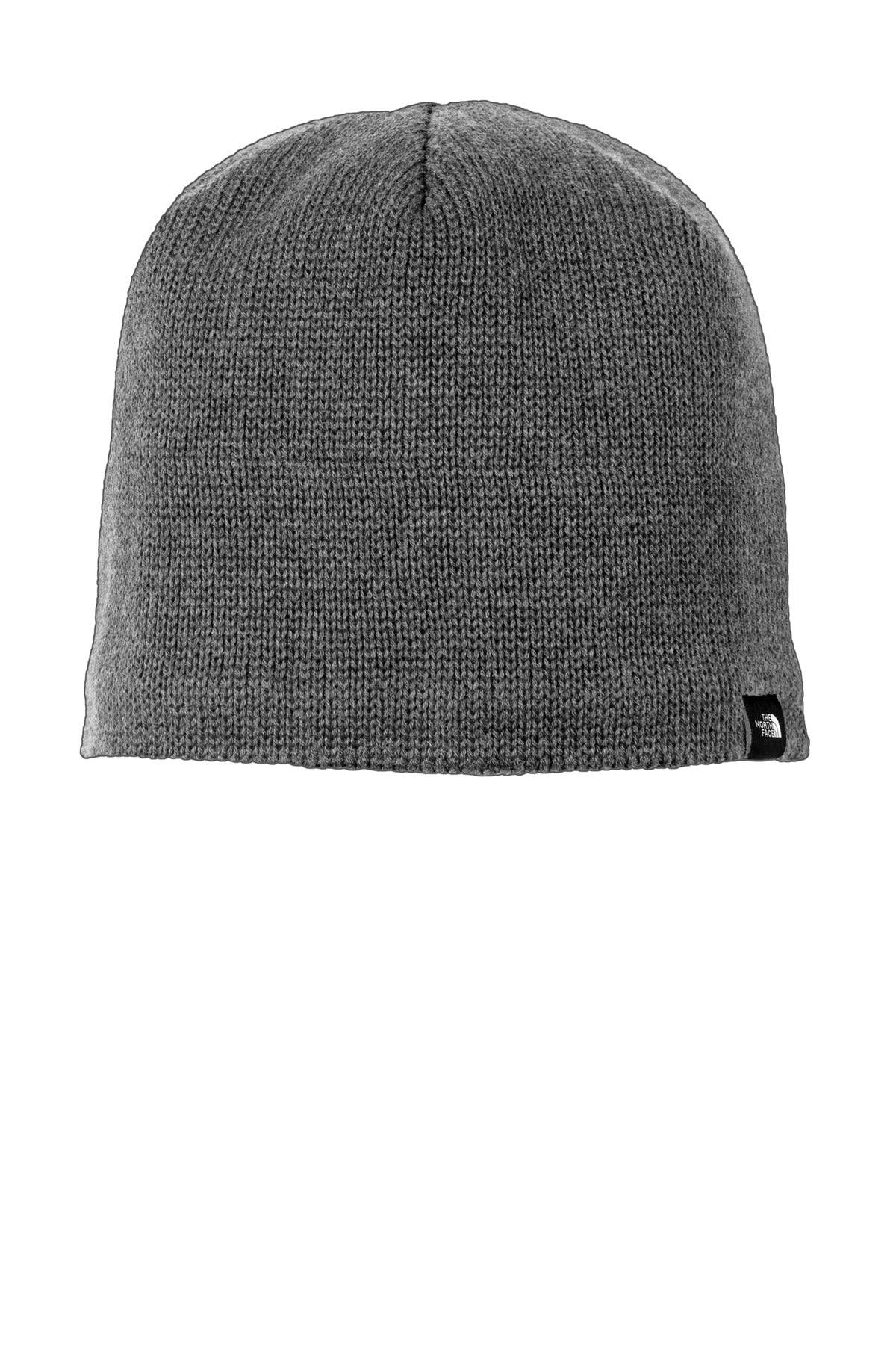 Front View of TNF Dk Grey He The North Face Mountain Beanie. NF0A4VUB