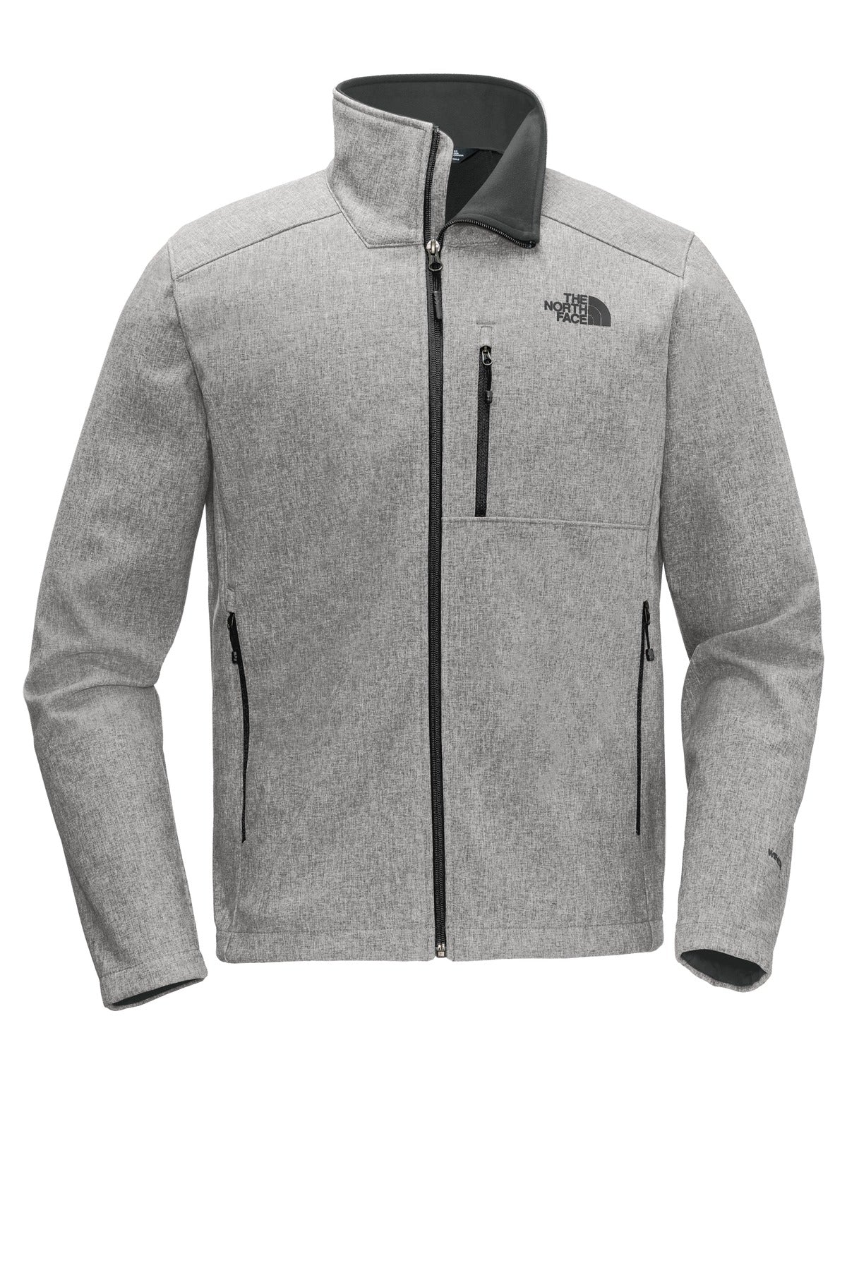 Front View of TNF Med Gry He The North Face Apex Barrier Soft Shell Jacket. NF0A3LGT