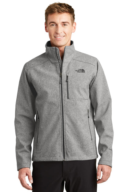 Front View of TNF Med Gry He The North Face Apex Barrier Soft Shell Jacket. NF0A3LGT