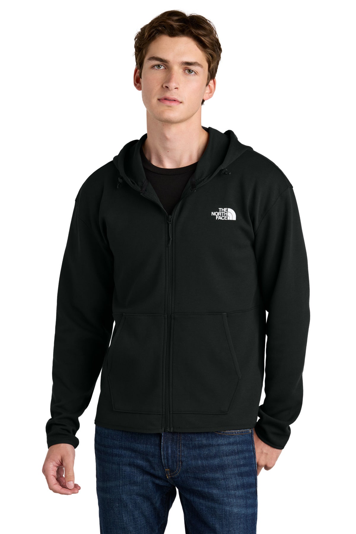 Front View of TNFBlack The North Face Double-Knit Full-Zip Hoodie NF0A8BUS