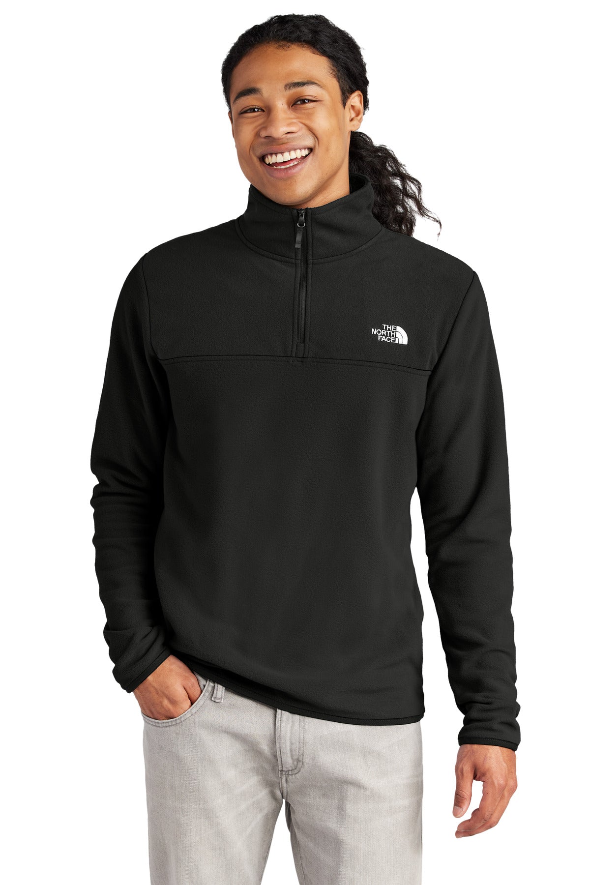 Front View of TNFBlack The North Face Glacier 1/4-Zip Fleece NF0A7V4L