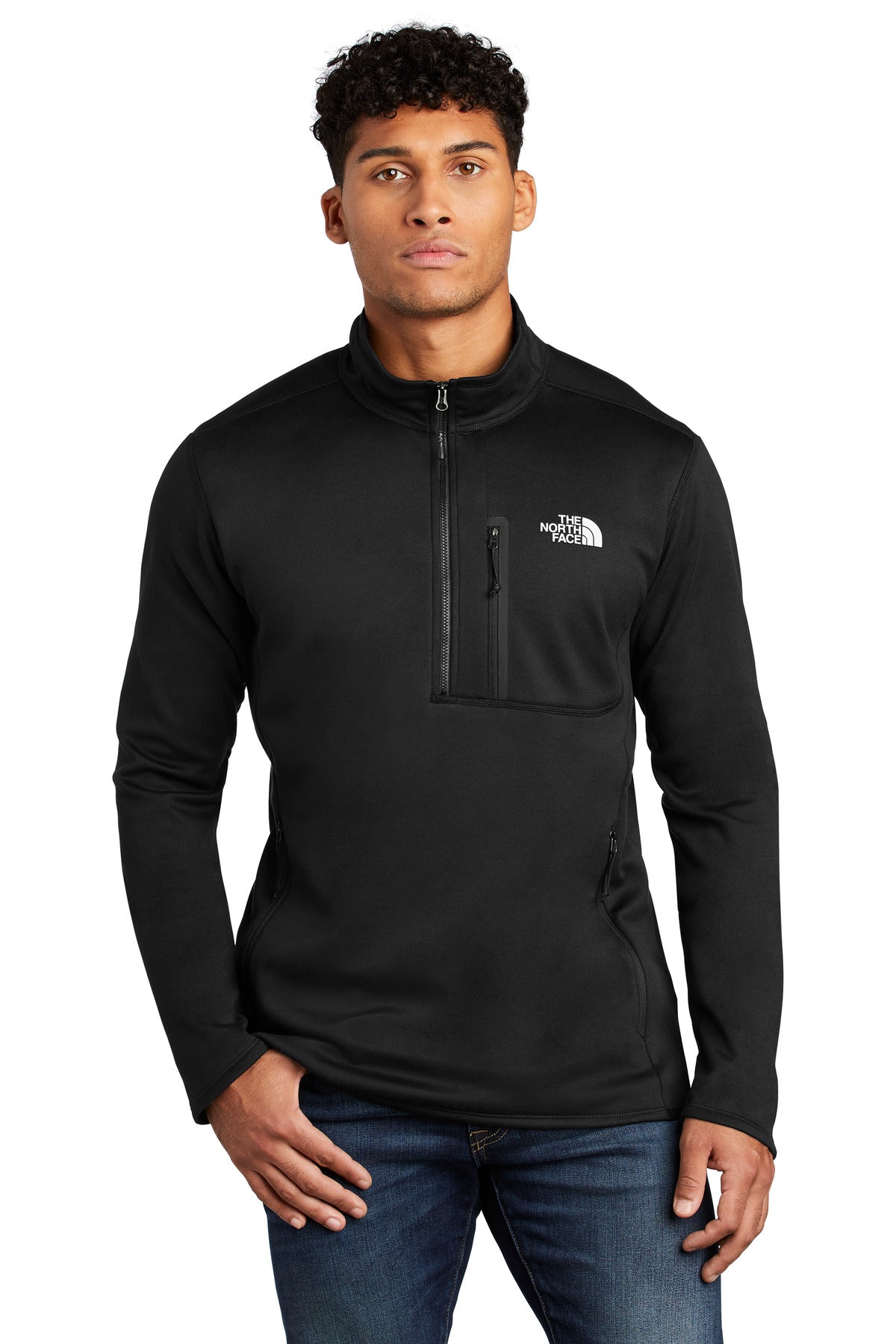 Front View of TNFBlack The North Face Skyline 1/2-Zip Fleece NF0A7V63