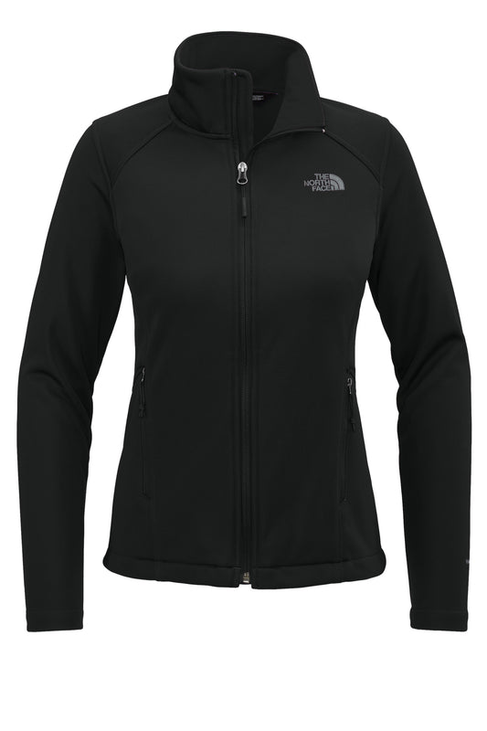 Front View of TNFBlack The North Face Women's Chest Logo Ridgewall Soft Shell Jacket NF0A88D4 plain
