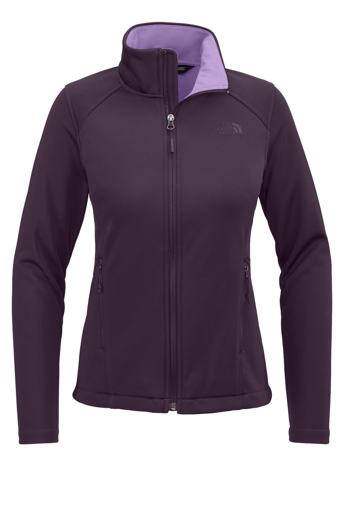 Front View of TNFBlkbry The North Face Women's Chest Logo Ridgewall Soft Shell Jacket NF0A88D4 plain