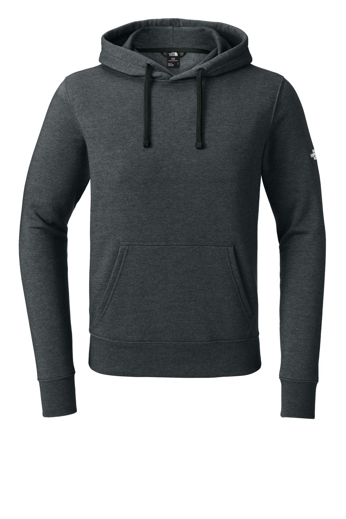 Front View of TNFBlkHthr The North Face Sleeve Logo Pullover Hoodie NF0A8AU0