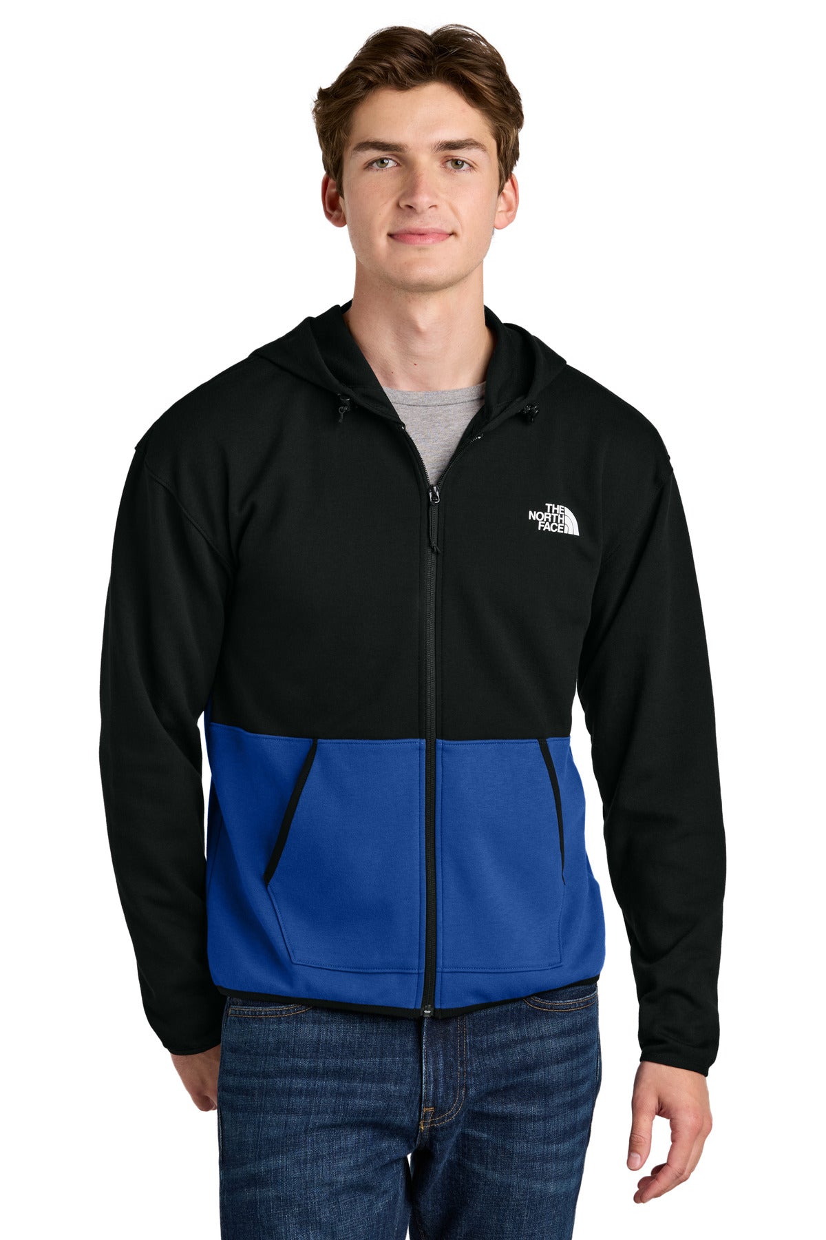 Front View of TNFB/TNFBk The North Face Double-Knit Full-Zip Hoodie NF0A8BUS