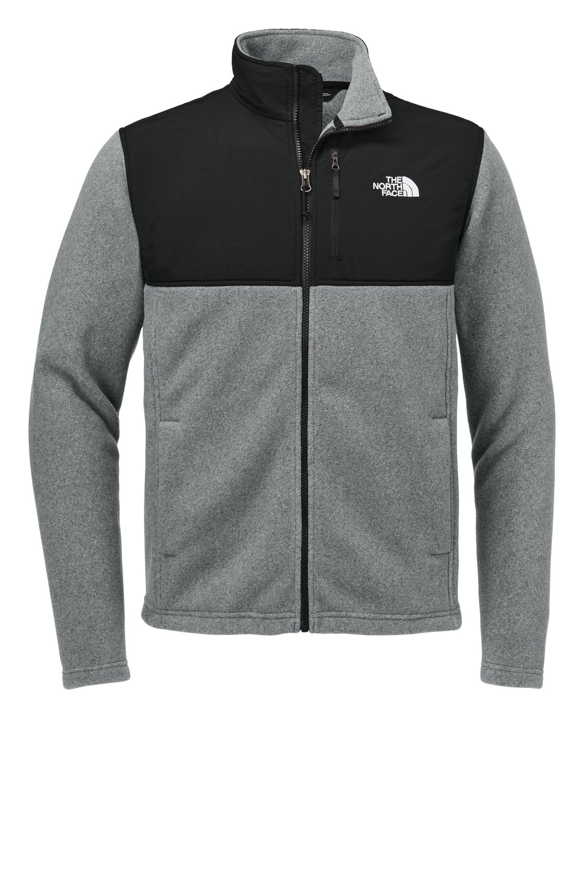 Front View of TNFMdGH/Bk The North Face Highest Peak Full-Zip Fleece Jacket NF0A8BUQ plain