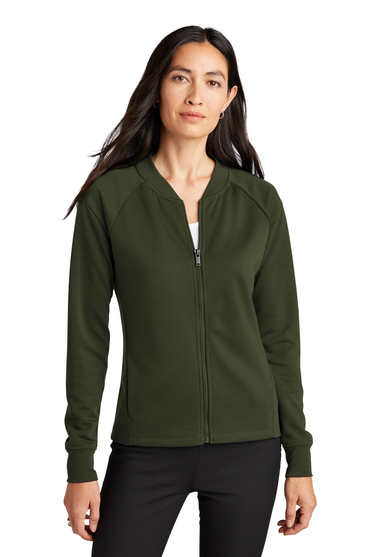 Front View of TownsendGn Mercer+Mettle Women's Double-Knit Bomber MM3001