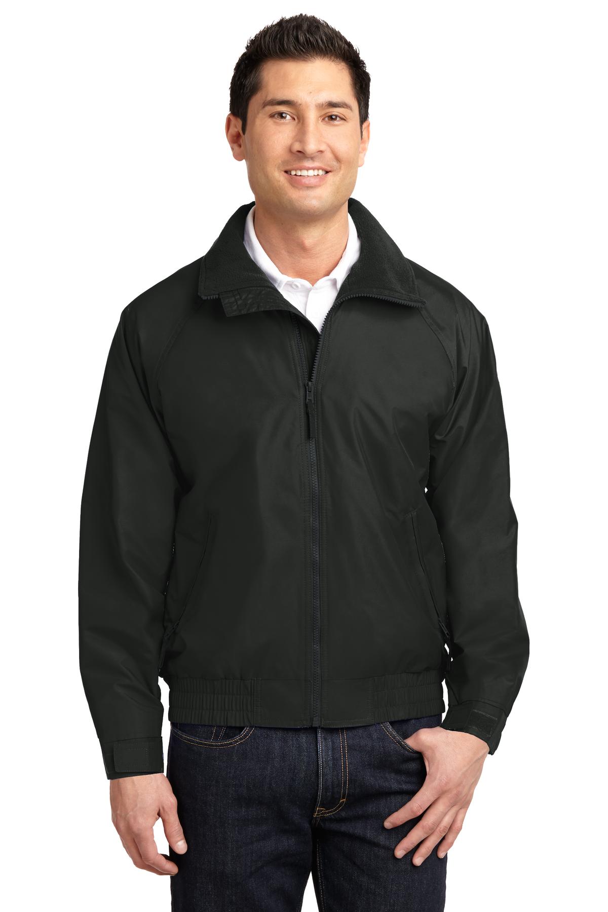 Front View of Tr Black/Tr Bk Port Authority Competitor Jacket. JP54