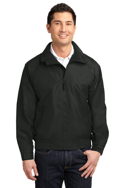 Front View of Tr Black/Tr Bk Port Authority Competitor Jacket. JP54