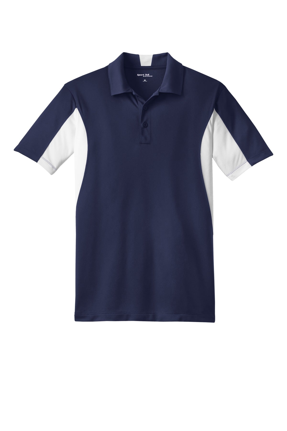 Front View of Tr Navy/White Sport-Tek Tall Side Blocked Micropique Sport-Wick Polo. TST655