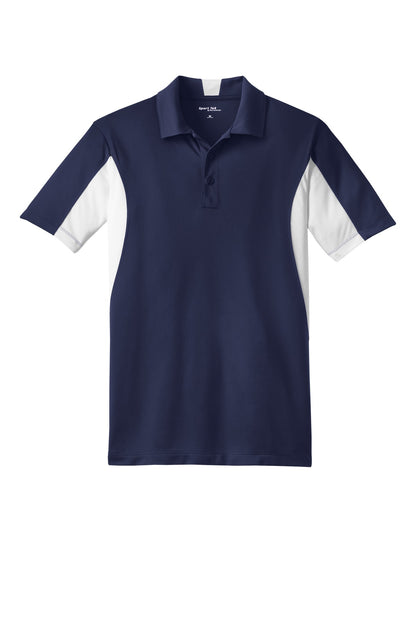 Front View of Tr Navy/White Sport-Tek Tall Side Blocked Micropique Sport-Wick Polo. TST655