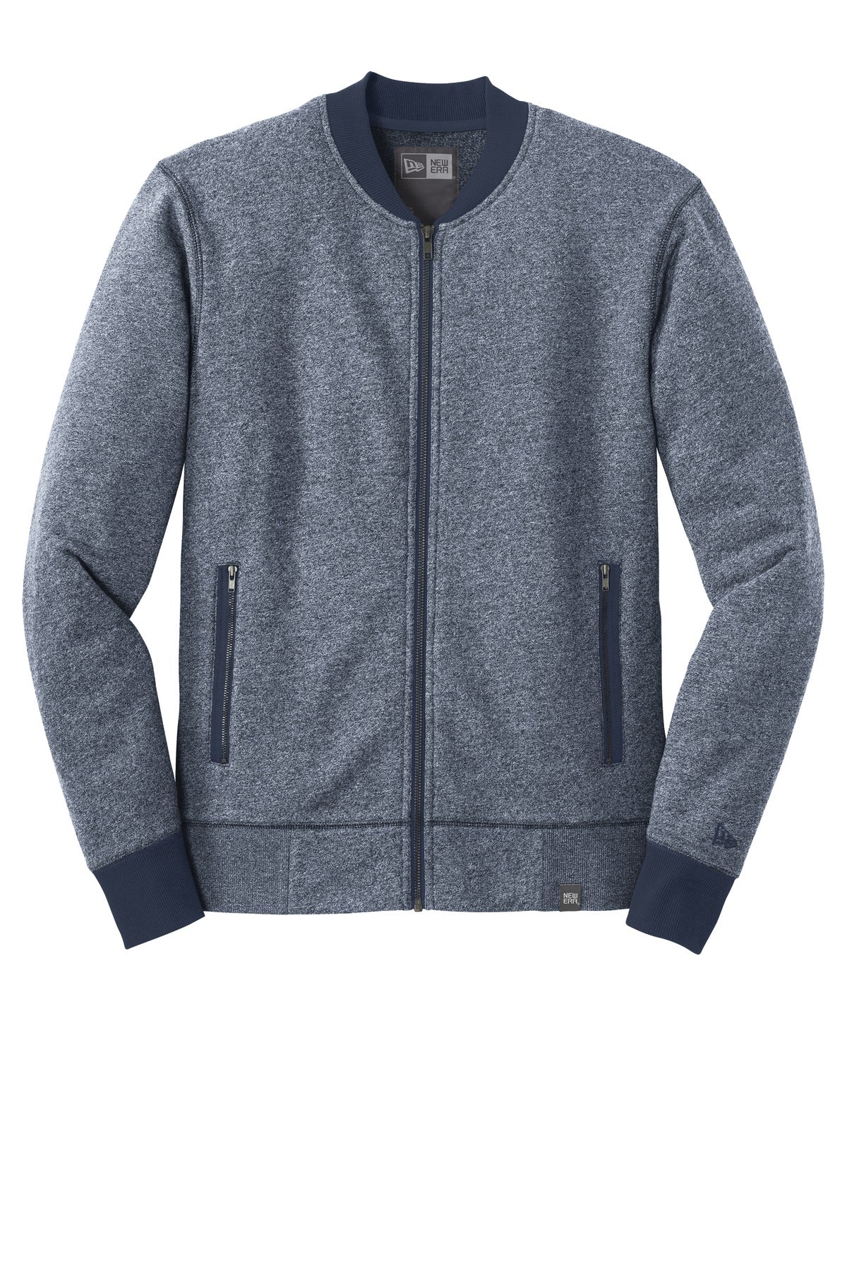 Front View of Tr Ny Tw/Tr Ny New Era French Terry Baseball Full-Zip. NEA503