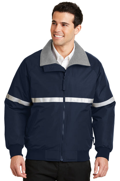 Front View of Tr Ny/Gry/Refl Port Authority Challenger Jacket with Reflective Taping J754R