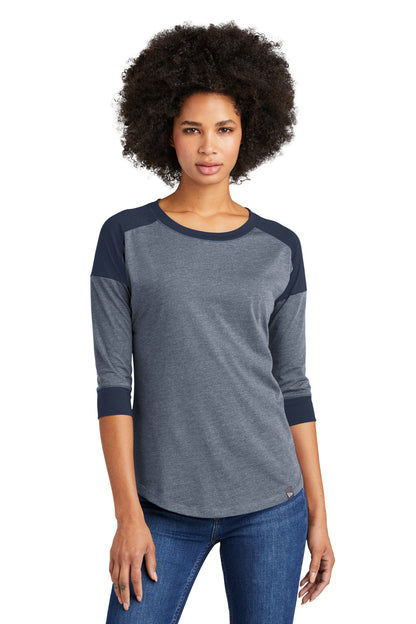 Front View of Tr Ny/Tr Ny Tw New Era Women's Heritage Blend 3/4-Sleeve Baseball Raglan Tee. LNEA104
