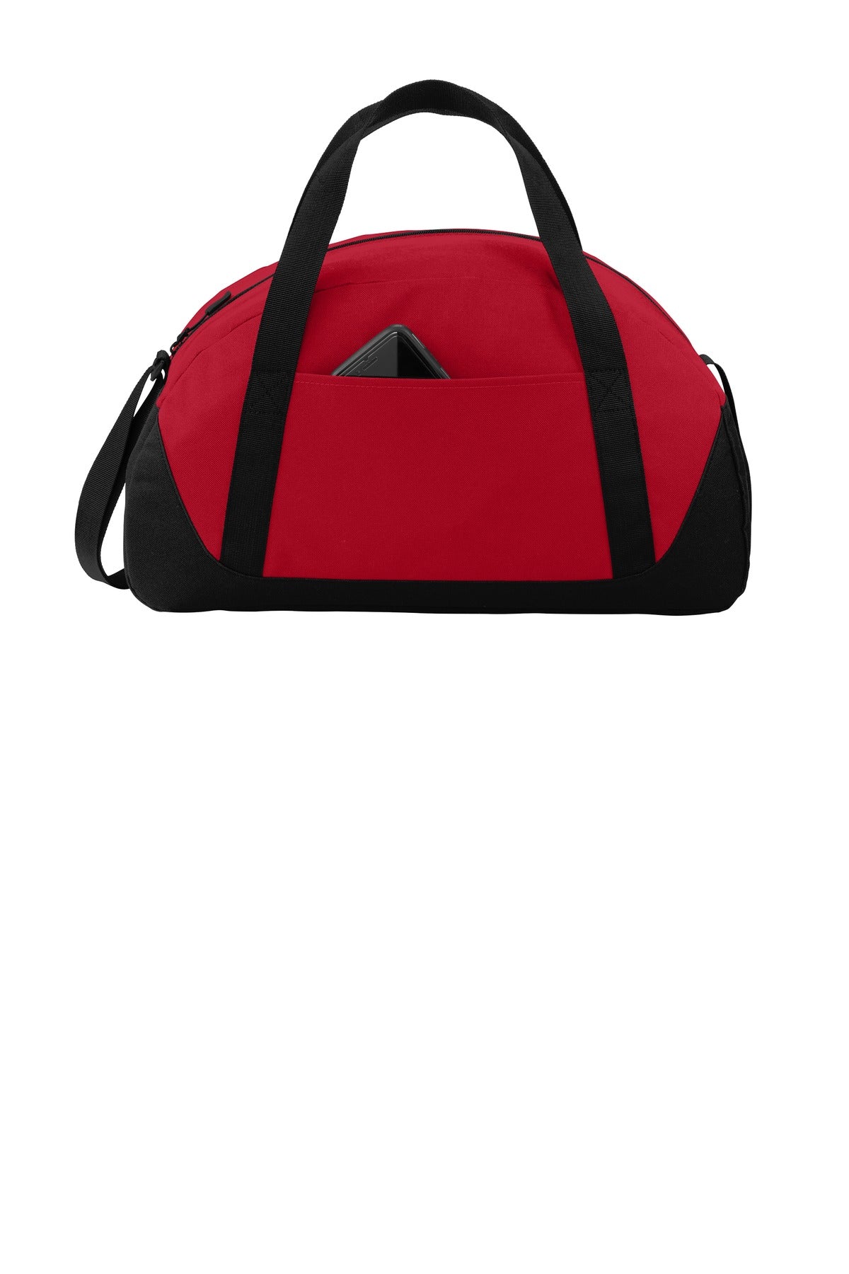 Front View of Tr Red/Black Port Authority Access Dome Duffel. BG818