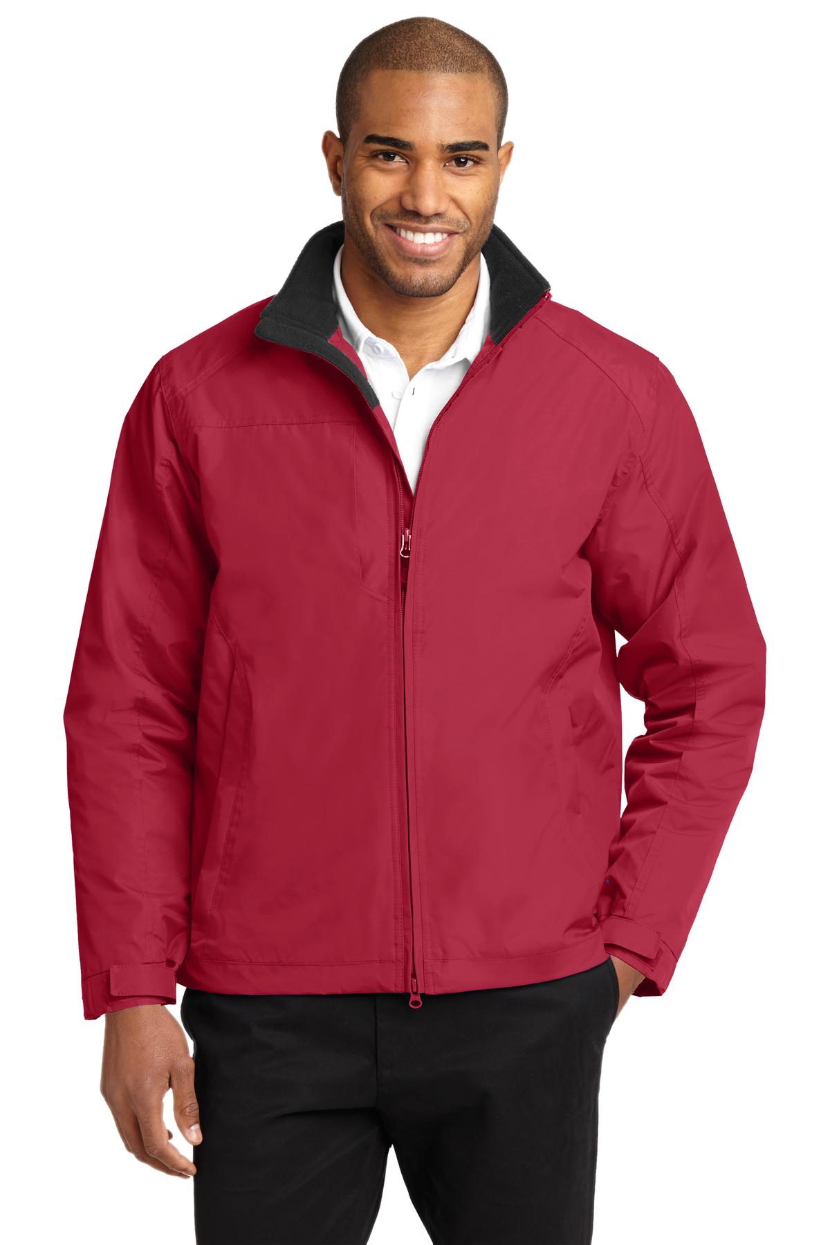 Front View of Tr Red/Tr Blk Port Authority Challenger II Jacket. J354
