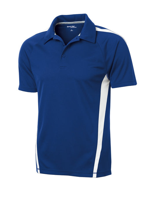 Front View of Tr Royal/White Sport-Tek PosiCharge Micro-Mesh Colorblock Polo. ST685