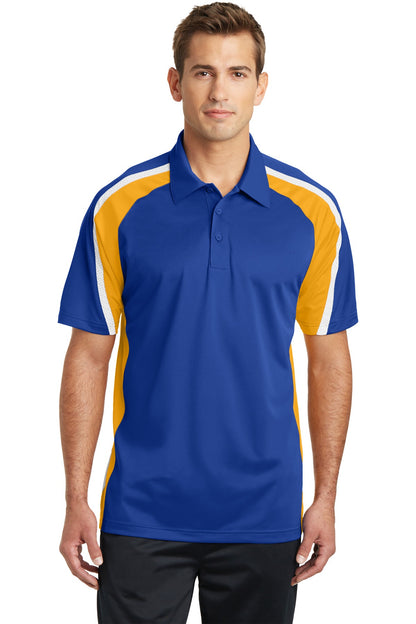 Front View of Tr Roy/Gold/Wh Sport-Tek Tricolor Micropique Sport-Wick Polo. ST654