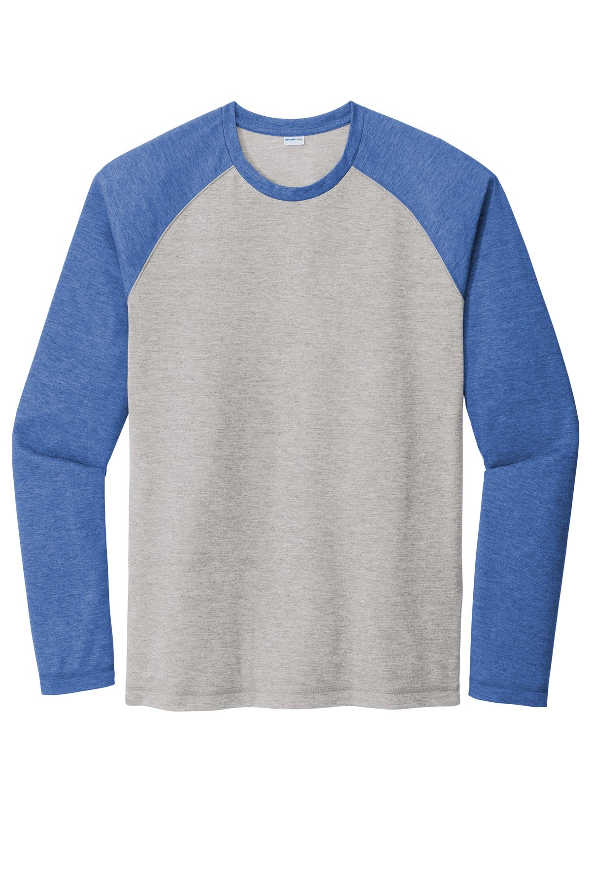 Front View of Tr Royl He/LGH Sport-Tek PosiCharge Long Sleeve Tri-Blend Wicking Raglan Tee ST400LS
