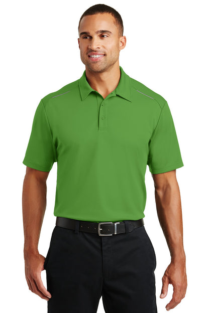 Front View of Treetop Green Port Authority Pinpoint Mesh Polo. K580