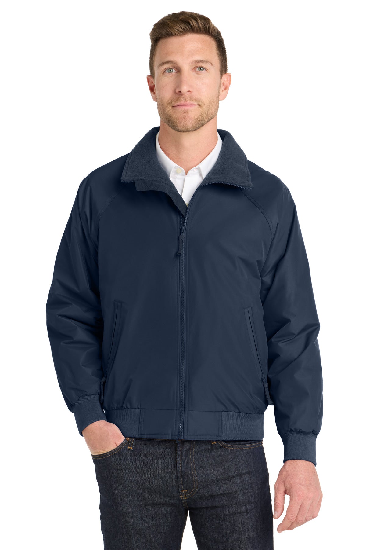 Front View of Tr.Navy/Tr.Nvy Port Authority Challenger Jacket. J754