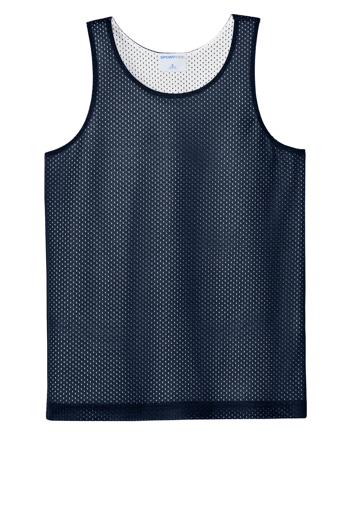 Front View of TrNv/White Sport-Tek Youth PosiCharge Reversible Mesh Tank YST5000