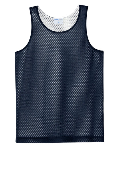 Front View of TrNv/White Sport-Tek Youth PosiCharge Reversible Mesh Tank YST5000