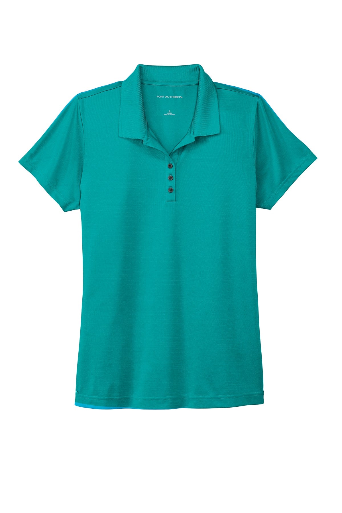 Front View of Tropic Blue Port Authority Women's Eclipse Stretch Polo. LK587